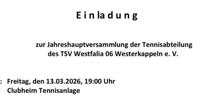 Einladung zur Jahreshauptversammlung am 13.03.2026 Einladung zur Jahreshauptversammlung am 13.03.2026